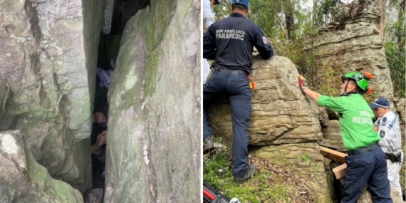 Woman wedged upside down between rocks for 7 hours while retrieving phone – National
